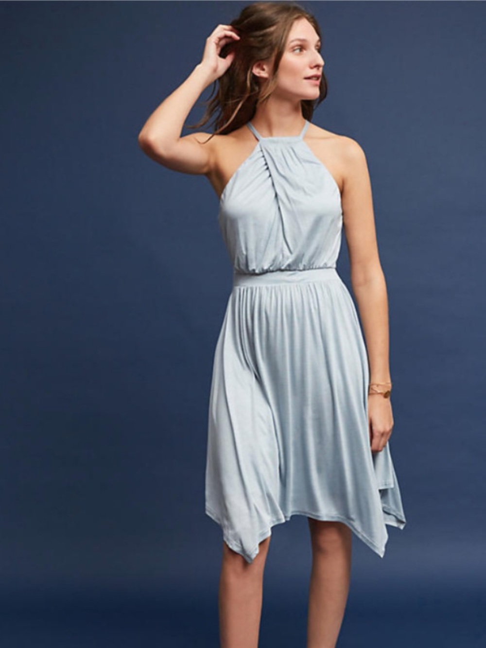 Anthropologie Moulinette Soeurs Halter Dress in Blue Size XL